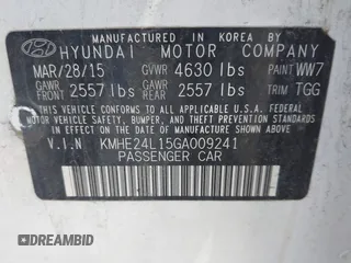2016 Hyundai Sonata Hybrid SE with VIN KMHE24L15GA009241, listed as a IAAI auction lot 42083395 with 127,068 mi miles. Bid and sale history available at carsss.com. Image 9.