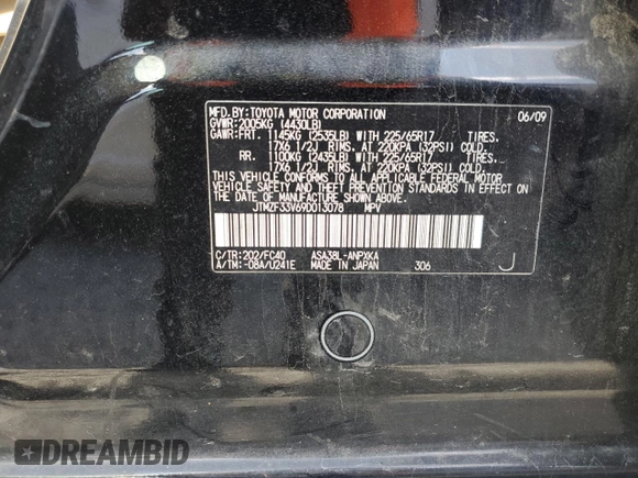 2009 Toyota RAV4 with VIN JTMZF33V69D013078, listed as a Copart auction lot 51003335 with 254,127 mi miles and Salvage Title. Bid and sale history available at carsss.com. Image 15.