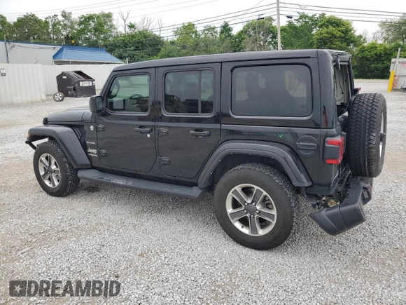 2020 Jeep Wrangler Unlimited Sahara with VIN 1C4HJXEG9LW337590, listed as a Copart auction lot 59197125 with 57,733 mi miles and Salvage title. Bid and sale history available at DreamBid. Image 2.