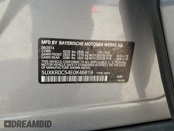 2014 BMW X5 xDrive35i z VIN 5UXKR0C54E0K46819, wystawiony jako Copart lot #54607325 z przebiegiem 135 489 mil mil oraz Szkody całkowita. Historia ofert i sprzedaży dostępna na DreamBid. Obrazek 13.