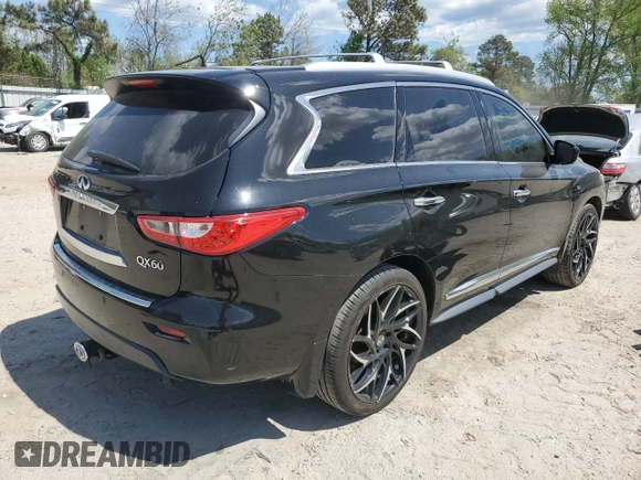 2014 Infiniti QX60 with VIN 5N1AL0MM2EC524471, listed as a Copart auction lot 52553095 with 187,409 mi miles and Salvage Title. Bid and sale history available at DreamBid. Image 3.