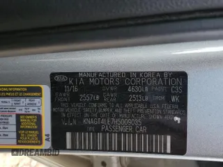 2017 Kia Optima Hybrid with VIN KNAGT4LE7H5009035, listed as a Copart auction lot 72398044 with 106,669 mi miles and Clean Title. Bid and sale history available at carsss.com. Image 12.