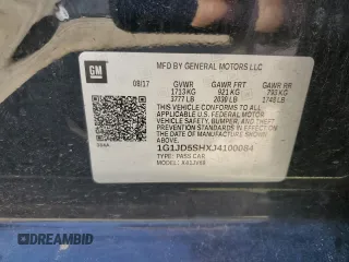 2018 Chevrolet Sonic LT с VIN 1G1JD5SHXJ4100084, выставлен на аукционе Copart как лот 46094985 с пробегом 127 719 миль миль и Списание • Salvage title. История ставок и продаж доступна на DreamBid. Изображение 12.
