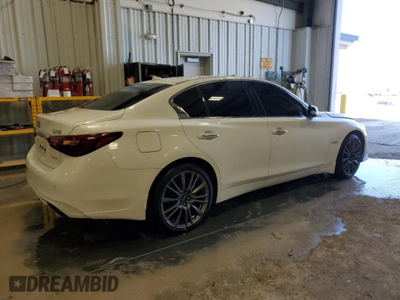 2020 Infiniti Q50 Red Sport 400 with VIN JN1FV7AR4LM660818, listed as a Copart auction lot 53463684 with 78,690 mi miles and Salvage Title. Bid and sale history available at carsss.com. Image 3.