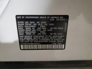 2024 Volkswagen Atlas SE with VIN 1V2KR2CA6RC563921, listed as a Copart auction lot 61643005 with 38,257 mi miles and Non repairable. Bid and sale history available at DreamBid. Image 13.