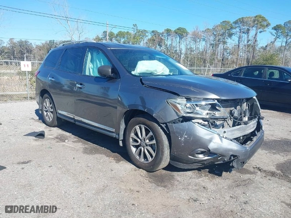 2016 Nissan Pathfinder S with VIN 5N1AR2MN5GC620696, listed as a IAAI auction lot 41294167 with 104,757 mi miles. Bid and sale history available at carsss.com. Image 1.