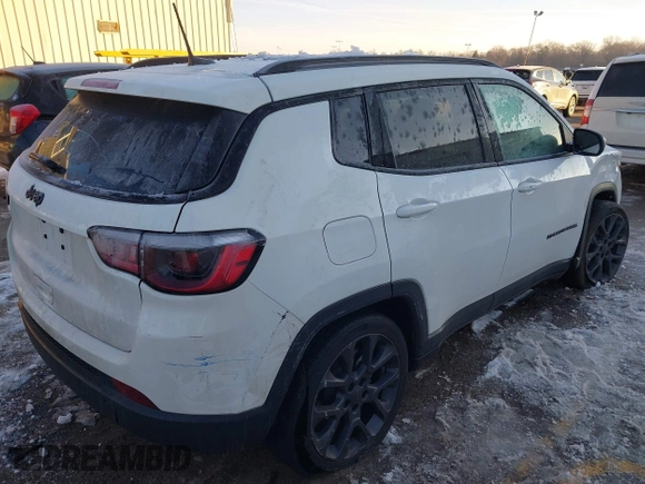 2021 Jeep Compass 80th Anniversary with VIN 3C4NJCEB4MT518183, listed as a IAAI auction lot 41355415 with 45,445 mi miles and . Bid and sale history available at carsss.com. Image 4.