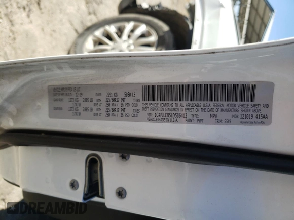 2020 Jeep Cherokee Latitude with VIN 1C4PJLCB5LD586413, listed as a Copart auction lot 45717675 with 138,476 mi miles and Salvage title. Bid and sale history available at DreamBid. Image 13.