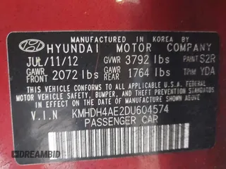 2013 Hyundai Elantra Limited with VIN KMHDH4AE2DU604574, listed as a IAAI auction lot 41638379 with 164,276 mi miles and . Bid and sale history available at DreamBid. Image 9.