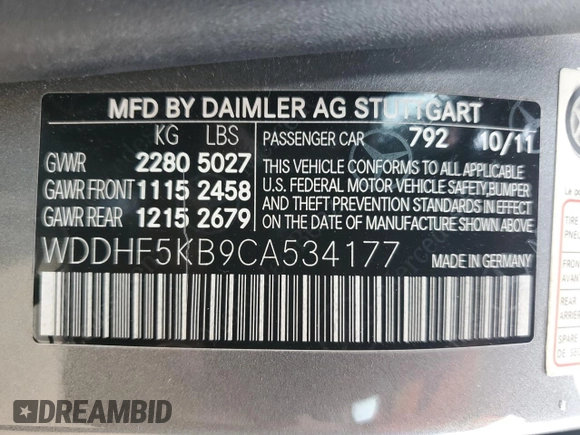 2012 Mercedes-Benz E 350 Luxury z VIN WDDHF5KB9CA534177, wystawiony jako Copart lot #50954135 z przebiegiem 51 598 mil mil oraz Szkoda całkowita • Salvage title. Historia ofert i sprzedaży dostępna na DreamBid. Obrazek 12.
