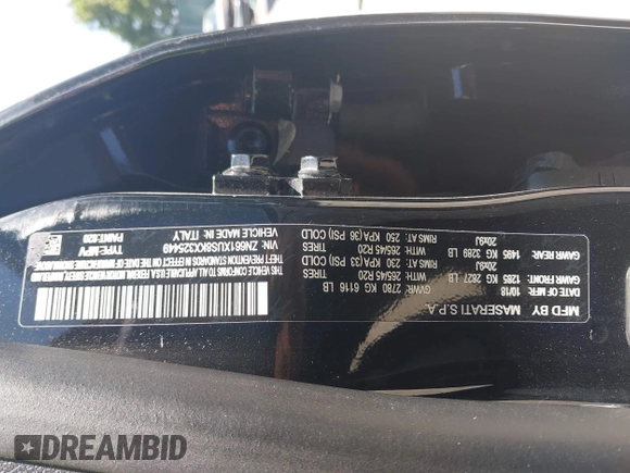 2019 Maserati Levante GranSport with VIN ZN661XUS8KX325449, listed as a IAAI auction lot 42392240 with 36,222 mi miles and . Bid and sale history available at DreamBid. Image 9.