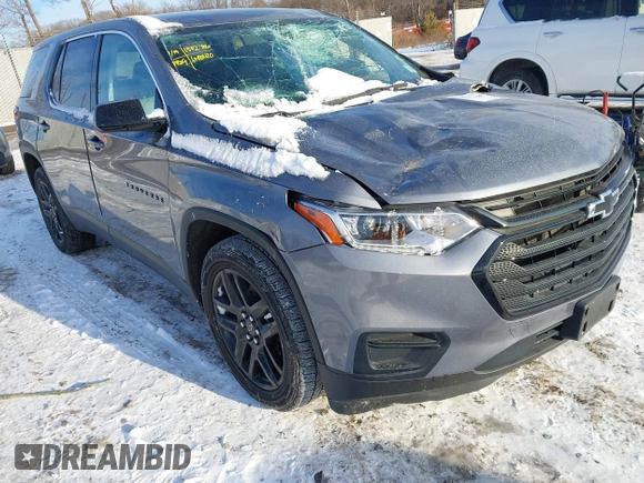 2020 Chevrolet Traverse LS with VIN 1GNEVFKW9LJ318331, listed as a IAAI auction lot 41409689 with 56,767 mi miles. Bid and sale history available at carsss.com. Image 1.
