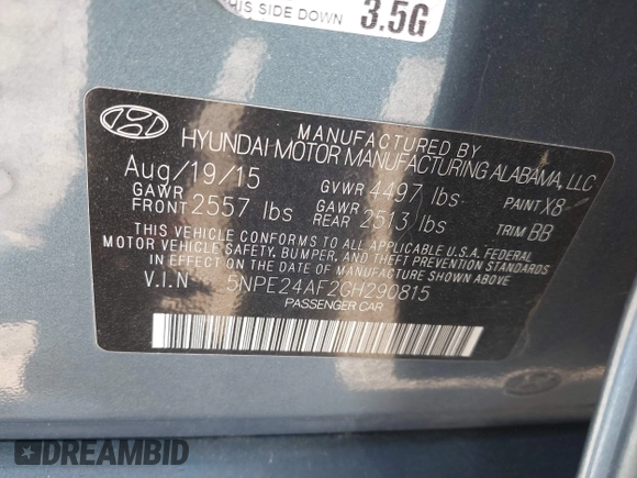 2016 Hyundai Sonata SE z VIN 5NPE24AF2GH290815, wystawiony jako IAAI lot #42314347 z przebiegiem 126 116 mil mil oraz . Historia ofert i sprzedaży dostępna na DreamBid. Obrazek 9.