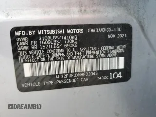 2022 Mitsubishi Mirage G4 ES with VIN ML32FUFJXNHF02043, listed as a Copart auction lot 46878434 with 38,760 mi miles. Bid and sale history available at carsss.com. Image 12.