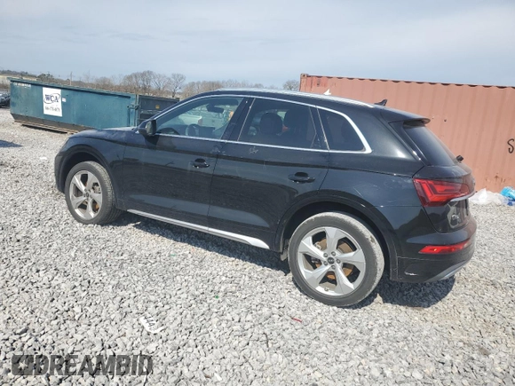2021 Audi Q5 Premium Plus with VIN WA1BAAFY8M2082461, listed as a Copart auction lot 46950415 with Not provided miles and Salvage title. Bid and sale history available at DreamBid. Image 2.