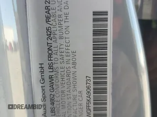 2019 Audi RS 3 z VIN WUABWGFF5KA906737, wystawiony jako Copart lot #41534155 z przebiegiem 22 784 mil mil oraz Szkoda całkowita • Salvage title. Historia ofert i sprzedaży dostępna na DreamBid. Obrazek 15.
