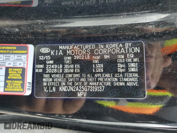2016 Kia Soul with VIN KNDJN2A25G7319137, listed as a Copart auction lot 45369705 with 67,937 mi miles and Salvage Title. Bid and sale history available at carsss.com. Image 13.