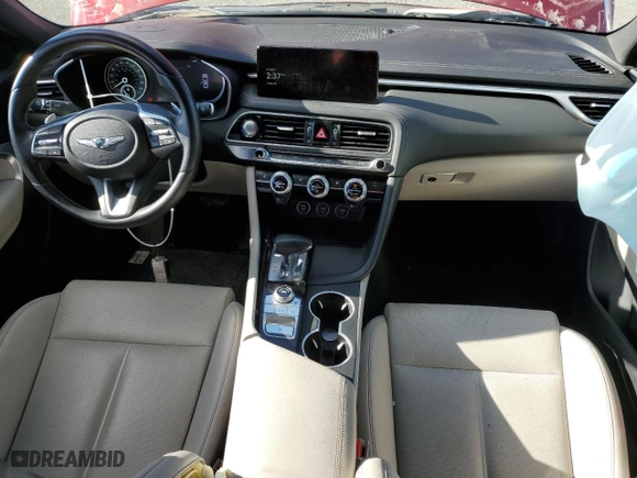 2023 Genesis G70 2.0T with VIN KMTG34TA1PU123716, listed as a Copart auction lot 44340295 with 26,963 mi miles and Salvage Title. Bid and sale history available at carsss.com. Image 8.