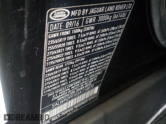 2016 Land Rover Range Rover Sport HSE with VIN SALWR2PFXGA114879, listed as a Copart auction lot 60440285 with 64,202 mi miles and Salvage title. Bid and sale history available at DreamBid. Image 13.
