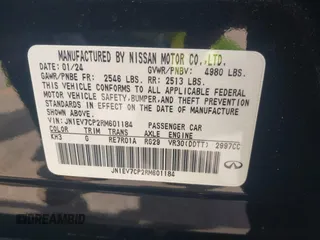2024 Infiniti Q50 Sensory with VIN JN1EV7CP2RM601184, listed as a IAAI auction lot 41905917 with 3,448 mi miles and . Bid and sale history available at DreamBid. Image 9.