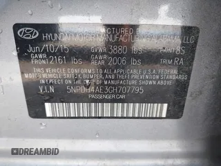 2016 Hyundai Elantra SE with VIN 5NPDH4AE3GH707795, listed as a IAAI auction lot 42572998 with 142,774 mi miles and . Bid and sale history available at DreamBid. Image 9.