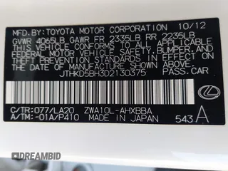 2013 Lexus CT 200h with VIN JTHKD5BH3D2130375, listed as a IAAI auction lot 42659121 with 177,214 mi miles and . Bid and sale history available at DreamBid. Image 9.