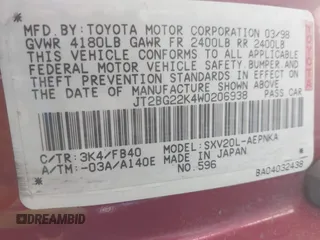 1998 Toyota Camry LE z VIN JT2BG22K4W0206938, wystawiony jako IAAI lot #42283640 z przebiegiem 153 365 mil mil oraz . Historia ofert i sprzedaży dostępna na DreamBid. Obrazek 9.