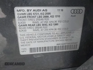 2019 Audi SQ5 Premium с VIN WA1A4AFYXK2025887, выставлен на аукционе IAAI как лот 42225112 с пробегом 68 154 миль миль и . История ставок и продаж доступна на DreamBid. Изображение 9.