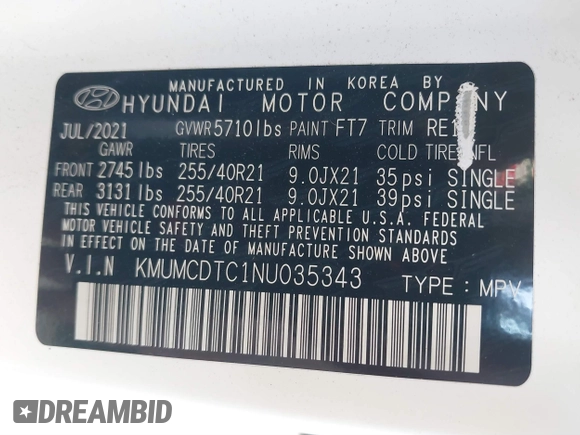 2022 Genesis GV70 Sport z VIN KMUMCDTC1NU035343, wystawiony jako IAAI lot #40788562 z przebiegiem Nie podano mil oraz . Historia ofert i sprzedaży dostępna na DreamBid. Obrazek 9.
