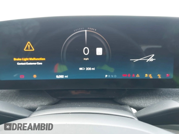 2023 Lucid Air Pure with VIN 50EA1PFA5PA007794, listed as a IAAI auction lot 42113156 with 5,052 mi miles. Bid and sale history available at carsss.com. Image 7.
