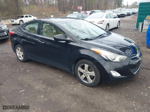 2013 Hyundai Elantra GLS PZEV with VIN KMHDH4AE4DU016675, listed as a IAAI auction lot 42009797 with 104,343 mi miles. Bid and sale history available at carsss.com. Image 1.