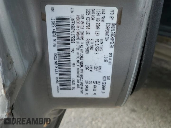 2000 Jeep Cherokee with VIN 1J4FF48S5YL172583, listed as a Copart auction lot 59605745 with 258,409 mi miles and Salvage title. Bid and sale history available at DreamBid. Image 12.