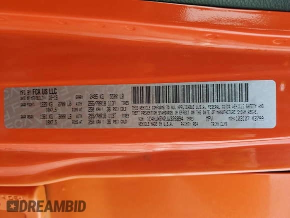 2018 Jeep Wrangler Unlimited Sahara with VIN 1C4HJXEN2JW326894, listed as a Copart auction lot 59691955 with 53,141 mi miles and Salvage title. Bid and sale history available at DreamBid. Image 14.