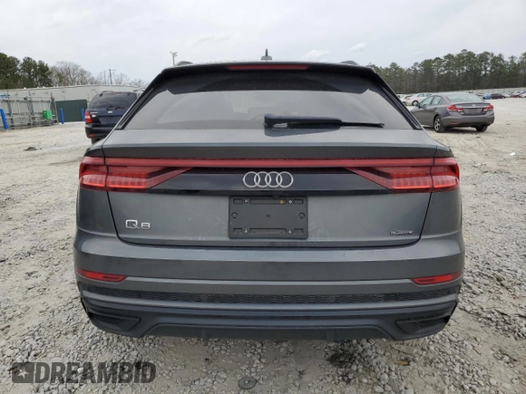 2020 Audi Q8 Premium Plus with VIN WA1EVAF19LD016508, listed as a Copart auction lot 44866694 with 49,835 mi miles and Salvage title. Bid and sale history available at DreamBid. Image 6.