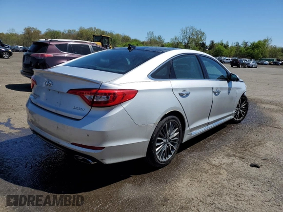 2015 Hyundai Sonata Limited with VIN 5NPE34AF8FH031788, listed as a Copart auction lot 54915995 with 91,722 mi miles and Salvage Title. Bid and sale history available at DreamBid. Image 3.