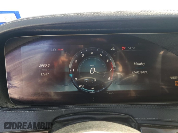 2018 Mercedes-Benz S 560 with VIN WDDUG8DB3JA398510, listed as a Copart auction lot 49276415 with 87,687 mi miles and Salvage Title. Bid and sale history available at carsss.com. Image 9.
