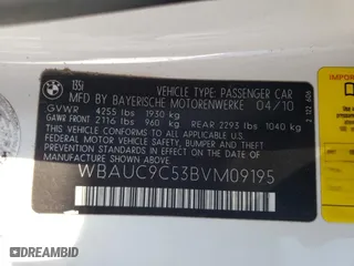 2011 BMW 1 Series 135i with VIN WBAUC9C53BVM09195, listed as a Copart auction lot 65192454 with 147,049 mi miles and Salvage Title. Bid and sale history available at carsss.com. Image 12.