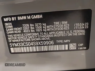 2025 BMW XM Label Red z VIN 5YM33CS04S9X59906, wystawiony jako IAAI lot #42181858 z przebiegiem 2 520 mil mil oraz . Historia ofert i sprzedaży dostępna na DreamBid. Obrazek 9.