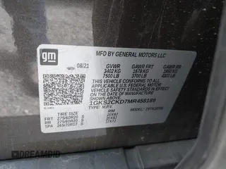 2021 GMC Yukon AT4 with VIN 1GKS2CKD7MR458189, listed as a IAAI auction lot 41893918 with 47,730 mi miles. Bid and sale history available at carsss.com. Image 9.