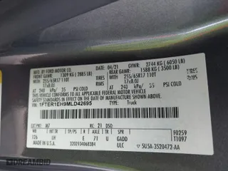 2021 Ford Ranger XL with VIN 1FTER1EH9MLD42695, listed as a IAAI auction lot 41750593 with 53,154 mi miles. Bid and sale history available at carsss.com. Image 9.