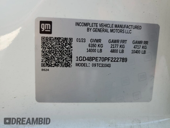 2023 GMC Sierra 1500 with VIN 1GD48PE70PF222789, listed as a Copart auction lot 76752904 with Not Provided miles and Salvage Title. Bid and sale history available at DreamBid. Image 12.