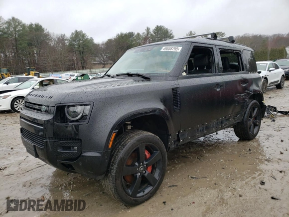 2023 Land Rover Defender X with VIN SALEXEEU8P2111784, listed as a Copart auction lot 49658795 with 25,844 mi miles and Salvage title. Bid and sale history available at DreamBid. Image 1.