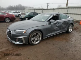 2021 Audi A5 Sportback S line Premium Plus with VIN WAUFACF52MA042095, listed as a Copart auction lot 42948603 with 7,409 mi miles. Bid and sale history available at carsss.com. Image 1.