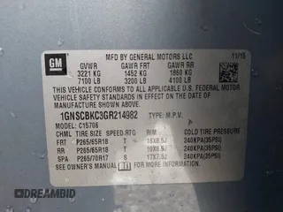 2016 Chevrolet Tahoe LT z VIN 1GNSCBKC3GR214982, wystawiony jako IAAI lot #41991198 z przebiegiem 176 422 mil mil oraz . Historia ofert i sprzedaży dostępna na DreamBid. Obrazek 9.