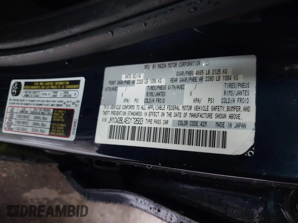 2014 Mazda 5 Sport с VIN JM1CW2BL4E0172683, выставлен на аукционе IAAI как лот 42235768 с пробегом 62 939 миль миль и . История ставок и продаж доступна на DreamBid. Изображение 9.