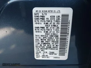 2015 Nissan Rogue Select S with VIN JN8AS5MT7FW664144, listed as a IAAI auction lot 41949061 with 106,507 mi miles. Bid and sale history available at carsss.com. Image 9.