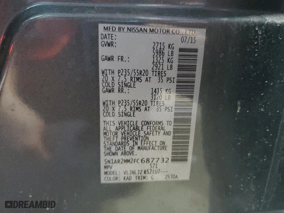 2015 Nissan Pathfinder S with VIN 5N1AR2MM2FC687732, listed as a Copart auction lot 48488475 with 197,785 mi miles and Clean Title. Bid and sale history available at carsss.com. Image 13.