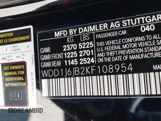 2019 Mercedes-Benz E-Class E 450 with VIN WDD1J6JB2KF108954, listed as a IAAI auction lot 41870189 with 99,004 mi miles. Bid and sale history available at carsss.com. Image 9.
