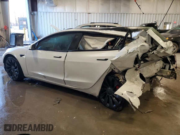 2022 Tesla Model 3 Performance with VIN 5YJ3E1EC8NF200530, listed as a Copart auction lot 43278455 with 50,682 mi miles and Non Repairable. Bid and sale history available at carsss.com. Image 2.