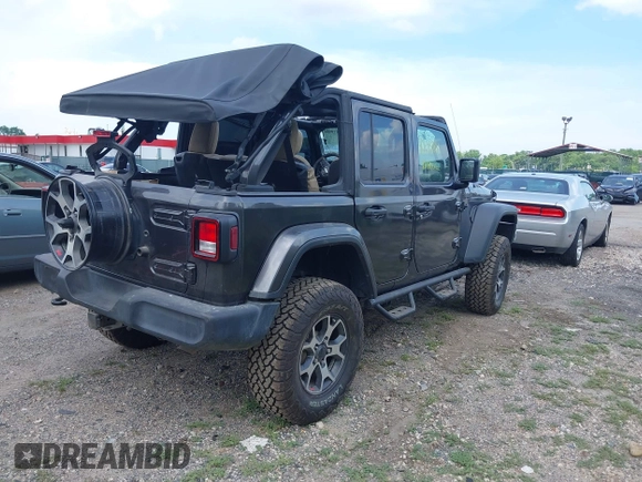 2020 Jeep Wrangler Unlimited Sport S with VIN 1C4HJXDN7LW113735, listed as a IAAI auction lot 42639884 with 48,736 mi miles and . Bid and sale history available at DreamBid. Image 4.